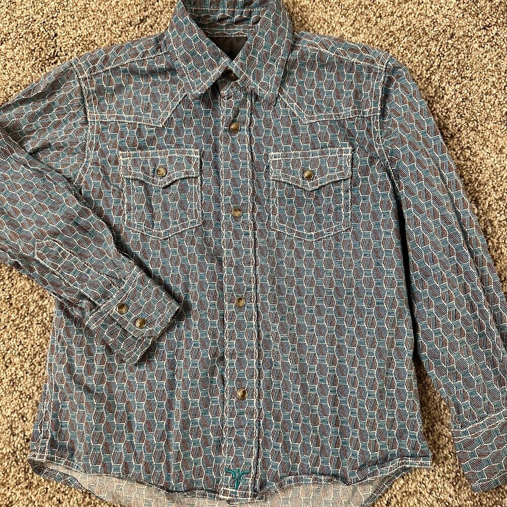 VINTAGE Wrangler 20x Competition Pearl Snap Boys Small S Western Cowboy Shirt